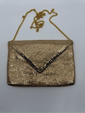 Whiting & Davis Gold Mesh Envelope Shoulder Bag with Chain Strap